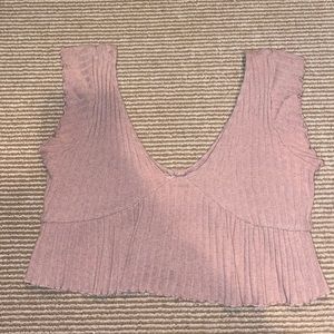 Pink cropped V neck Tank